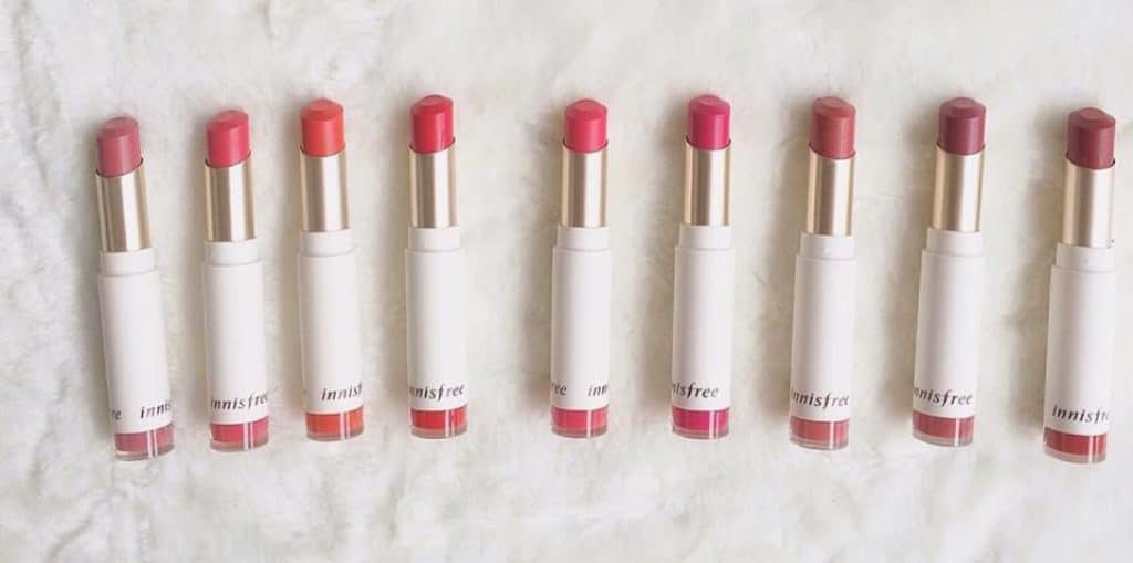 Hình ảnh minh họa các màu của dòng son innisfree real fit velvet lipstick